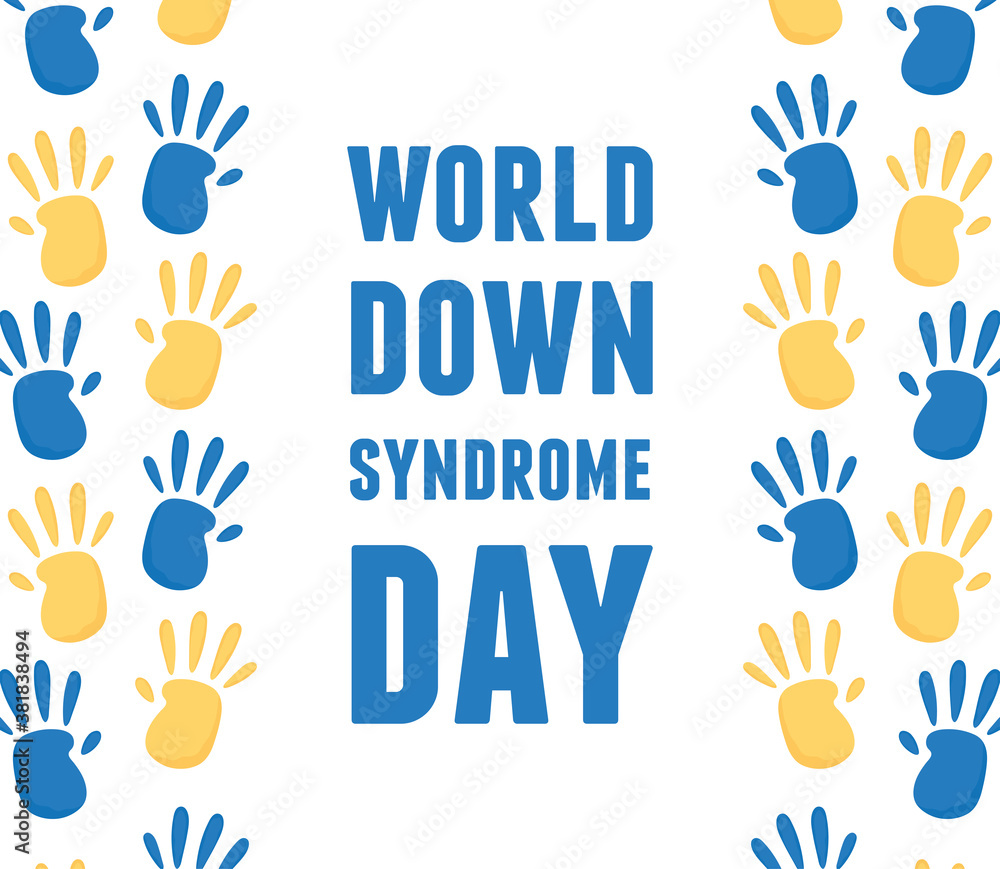 Canvas Prints world down syndrome day greeting card with hands prints paint