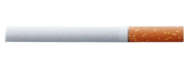 New cigarette with filter isolated on white - obrazy, fototapety, plakaty