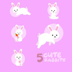 Rabbit cartoon character.Simple animal cute vector illustration