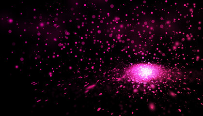 Dark Pink glitter sparkles rays lights bokeh Festive Elegant abstract background.