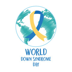 world down syndrome day campaign ribbon map stroke style