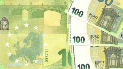 EU paper money wallpaper illustration. 100 euro banknotes