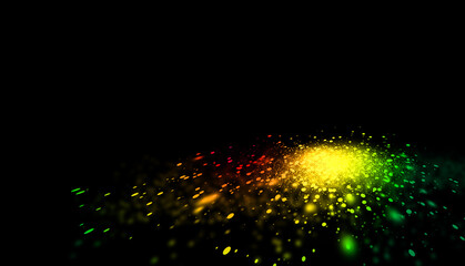 Dark Green and Gold glitter sparkles rays lights bokeh Festive Elegant abstract background.