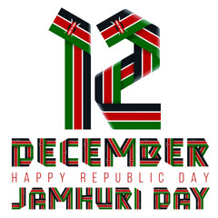 December 12, Kenya Republic Day congratulatory design with Kenyan flag elements.