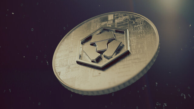 Crypto com cryptocurrency symbol. Cryptocurrency coin 3D illustration