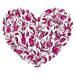 Abstract heart consisting of all sorts of floral patterns.Vector