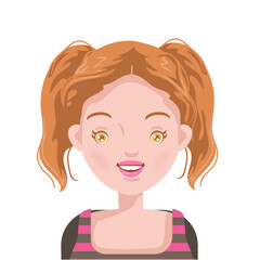 Girl of head, face and hairstyle. Character of Caucasian women personality.