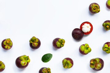 Mangosteen on white background.