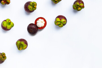 Mangosteen on white background.