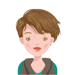 Girl of head, face and hairstyle. Character of Caucasian women personality.