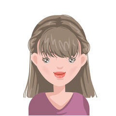 Girl of head, face and hairstyle. Character of Caucasian women personality.