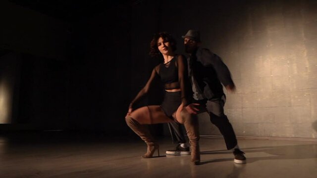 Duet of professional funk dancers