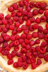 Background of raspberries on Shortcake dough