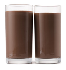 Two glass cups of chocolate milk isolated