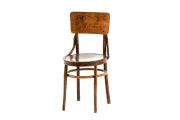 Antique stylish wooden chair on a white background.