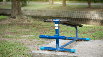 Exercise machines in the park with exercise equipment