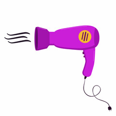 illustration of a pink hair dryer on a white background