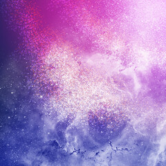 Beautiful realistic galaxy pink and blue nebula stars background hand drawn element illustration 