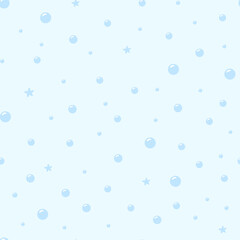 Bright vector pattern on the theme of the underwater world with underwater air bubbles and stars. Vector illustration for print, postcard, textile and fabric