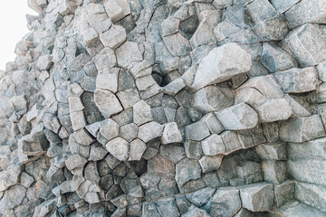 Natural stone texture. Basalt lava formations like columns. Icelandic typical natural background....