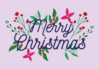 happy new year, handwritten message flowers leaves decoration card