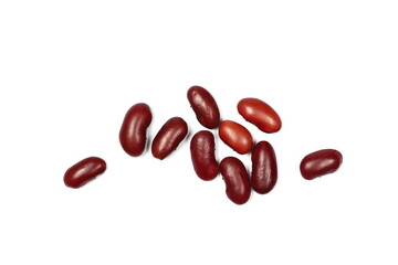 Red kidney beans isolated on white background, top view