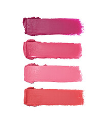 Different lipstick swatches isolated on white