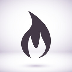 Fire flame icon. Black icon isolated on white background. Fire flame silhouette. Simple icon. Web site page and mobile app design vector
