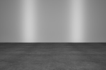 Empty interior. Empty space with white wall, concrete floor. 3d render
