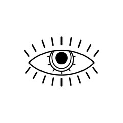 Eye black icon. Occult mystic eye symbol. Esoteric sign. Vector illustration isolated on white.