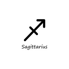 Sagittarius icon. Zodiac line black symbol. Vector isolated on white.