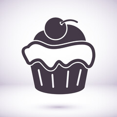  Cupcake vector icon. Two-tone version of cupcake vector icon on white and black background. vector icon Small cake designed to serve one person vector icon .