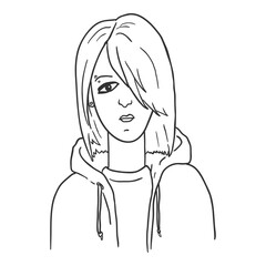 Vector Outline Character - Emo Girl.