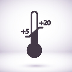 Thermometer vector Icon with measuring ruler. Simple Sign Of Temperature. vector Icon Measuring weather indicator element. Meteorology vector Icon climate control