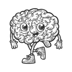 cartoon brain sketch raster illustration