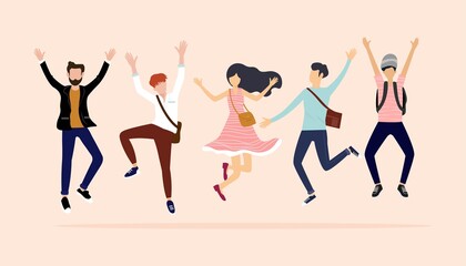 Illustration happy Dancing young peplo, Dancing friends character.