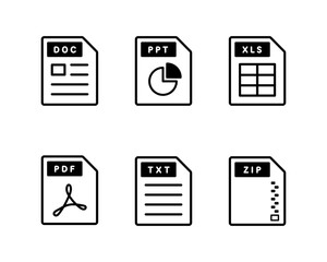 ソフトウェアやドキュメントなどのアイコンのセット／ビジネス／PC／イラスト／DOC／PDF