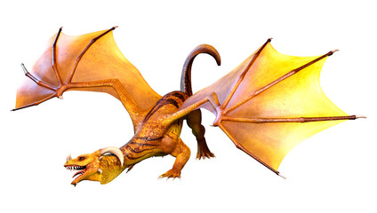 Fototapeta premium 3D Rendering Fairy Tale Dragon on White