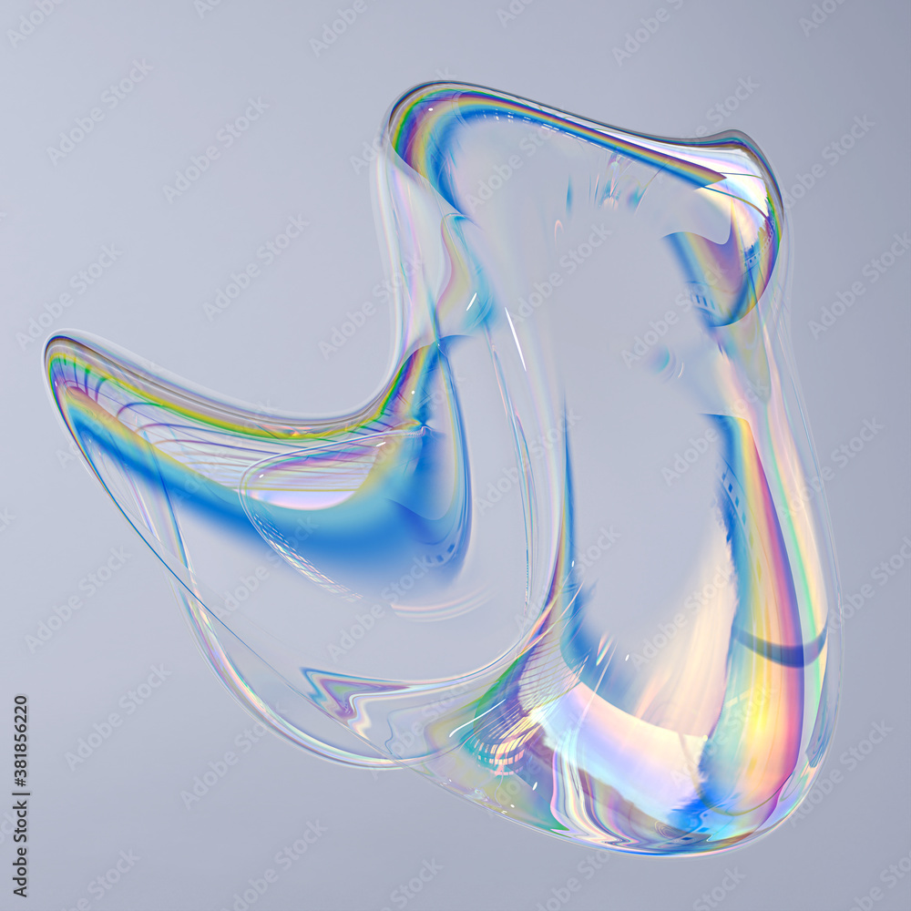 Fototapete abstract geometric 3d shape thin film effect, holographic spectral gradient texture, minimalist colo