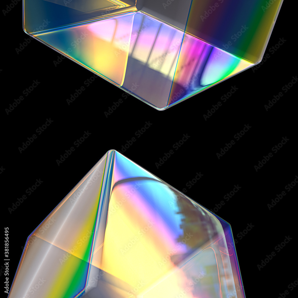 Fototapete abstract minimalist geometric design elements, art holographic transparent gradient, modern futurist
