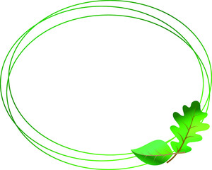 triple green frame with leaves