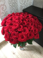 red roses in a vase