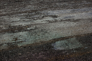 Close-up asphalt at the road under construction.