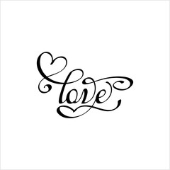 Love Hand Drawn Pen Ink Style, Love Word Handwritten, Feeling Of Strong Affection