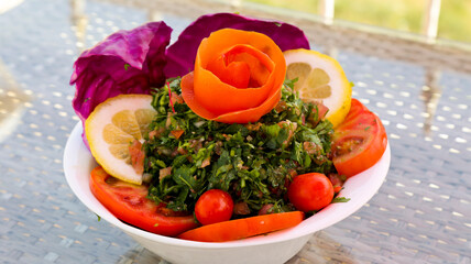  tabbouleh plate a favorite salad in the Middle Eastern food table 