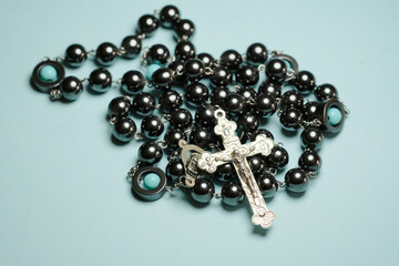 The black rosary that made from natural black stone