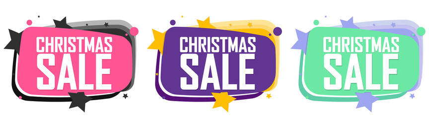 Naklejka na ściany i meble Set Christmas Sale banners, discount tags design template, vector illustration