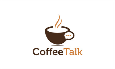 Combination logo from coffee talk chat bubble mug logo design concept