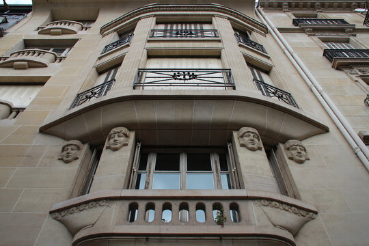 art nouveau residential building in paris (france)