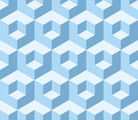 Seamless isometric pattern. Blue abstract endless isometric background. Seamless geometric pattern. Vector illustration
